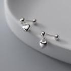 Sterling Silver Heart Drop Earring 1 Pc - S925 Silver - Silver - One Size