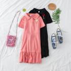 Ruffled Flower Accent Short-sleeve Polo Shirtdress