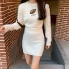 Rugby Embroidered Sweater / Mini Pencil Skirt
