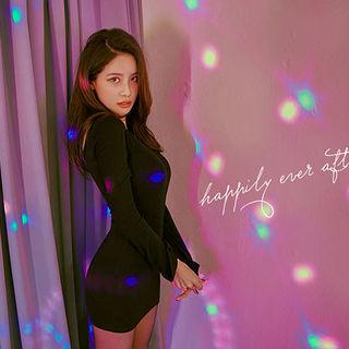 V-neck Bell-sleeve Mini Bodycon Dress