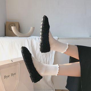 Faux Shearling Split-toe Flats