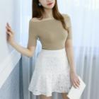 Petite Size - Slim-fit Off-shoulder Top