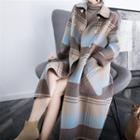Collared Plaid Double-breasted Midi Coat