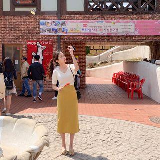 H-line Long Ramie Skirt
