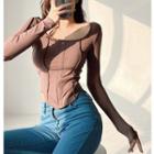 Round-hem Slim-fit Crop T-shirt In 6 Colors