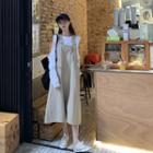 Cut-out Long-sleeve Top + Overall Dress