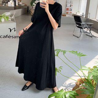 Square-neck A-line Maxi T-shirt Dress