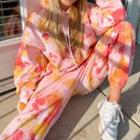 Set: Dye Print Hoodie + Cropped Harem Pants