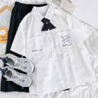 Short-sleeve Graphic Print Shirt White - One Size
