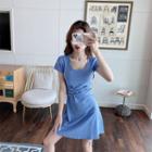 U-neck Belted A-line Dress