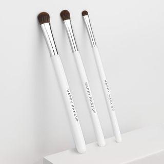 Set Of 3: Wooden Handle Eye Makeup Brush White - One Size