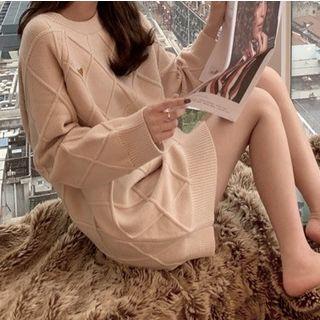 Heart Embroidered Mini Sweater Dress