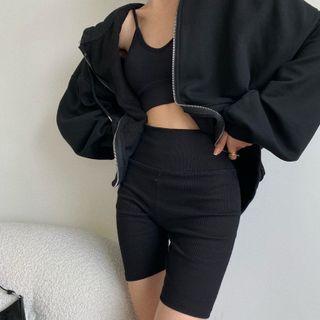 Camisole Top / Under Shorts / Oversize Hooded Jacket