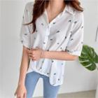 Pintuck-hem Patterned Shirt