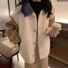 Color-block Fleece Single-breasted Jacket