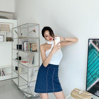 Vivid Halter Cutout Knit Top