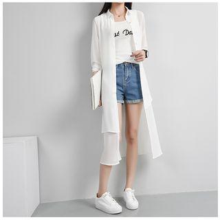 Asymmetric Long-sleeve Chiffon Light Jacket