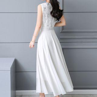 Embellished Sleeveless A-line Midi Dress