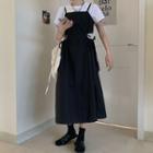 Short-sleeve T-shirt / Spaghetti Strap Midi A-line Dress