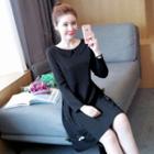 Butterfly Applique Long-sleeve A-line Dress