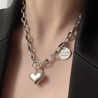 Heart Pendant Sterling Silver Necklace Xl1700 - Silver - One Size