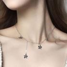 925 Sterling Silver Flower Pendant Choker X722 - Necklace - One Size