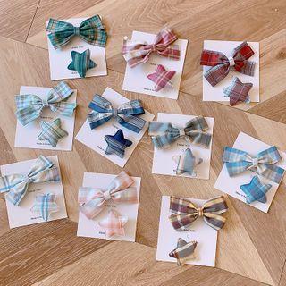 Set: Plaid Bow + Star Hair Clip