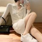 Long-sleeve Slim-fit Knit Dress As Figure - One Size