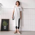 Slit-side Print-back T-shirt Dress
