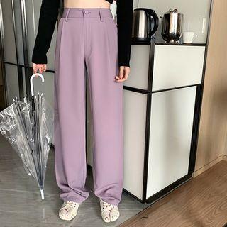 Long-sleeve Cropped Knit Top / Wide-leg Dress Pants