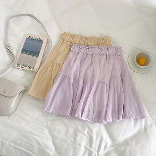 Shirred Mini A-line Skirt