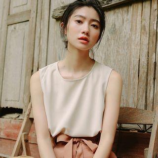 Sleeveless Chiffon Top Almond - One Size