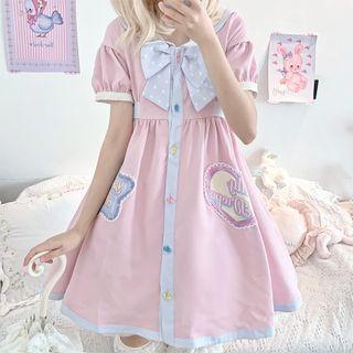 Short-sleeve Bow Button-up Lolita Dress