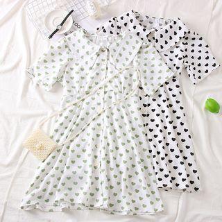 Heart-print Peter Pan-collar Shirtdress