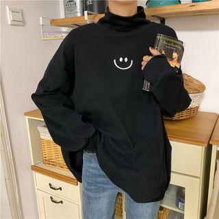 High Neck Smiling Face Top / Buttoned Vest