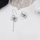 Non-matching Faux Pearl Alloy Star Dangle Earring 1 Pair - E2666 - As Shown In Figure - One Size