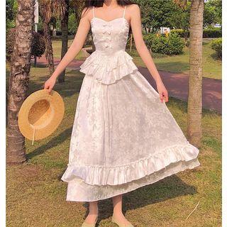 Ruffle Trim Spaghetti-strap Dress