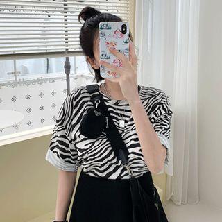 Zebra-pattern Loose-fit T-shirt