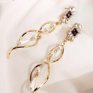 Rhinestone Threader Drop Earring As Shown In Figure - One Size