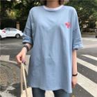 Embroidered Oversize Elbow-sleeve T-shirt