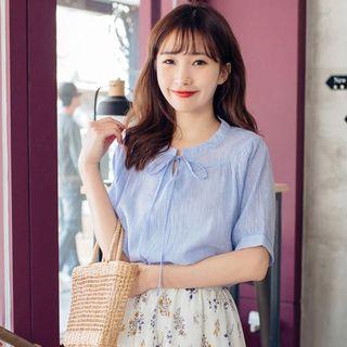 V-neck Linen Lace-up Top