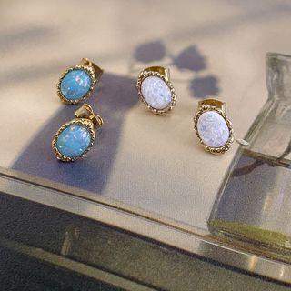 Faux-gem Oval Ear Studs