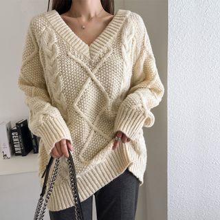 V-neck Two-way Oversize Cardigan