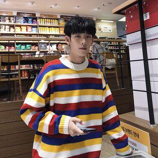 Rainbow-stripe Knit Sweater