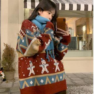 Crewneck Printed Sweater Red - One Size