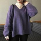 V-neck Sweater / Long-sleeve Sheer Top