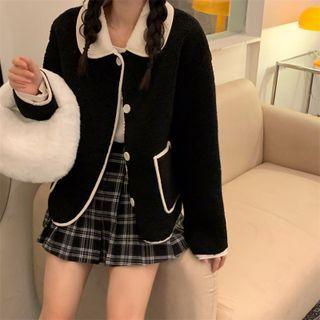 Contrast Collar Fleece Jacket