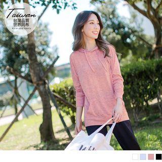 Drawstring Long Sleeve Melange Sport Hoodie
