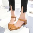 Pointed Chunky Heel Mules