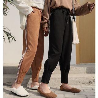 Cropped Faux Suede Sweatpants